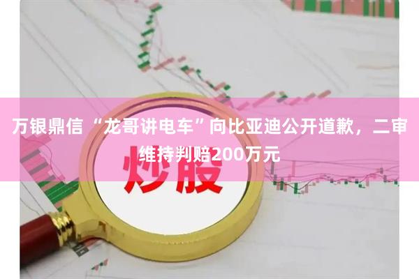 万银鼎信 “龙哥讲电车”向比亚迪公开道歉，二审维持判赔200万元